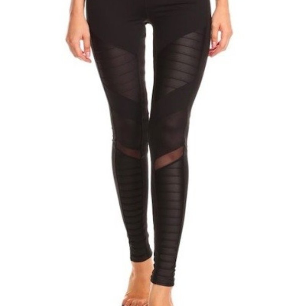 NWT Black knit mesh leggings - Picture 5 of 15